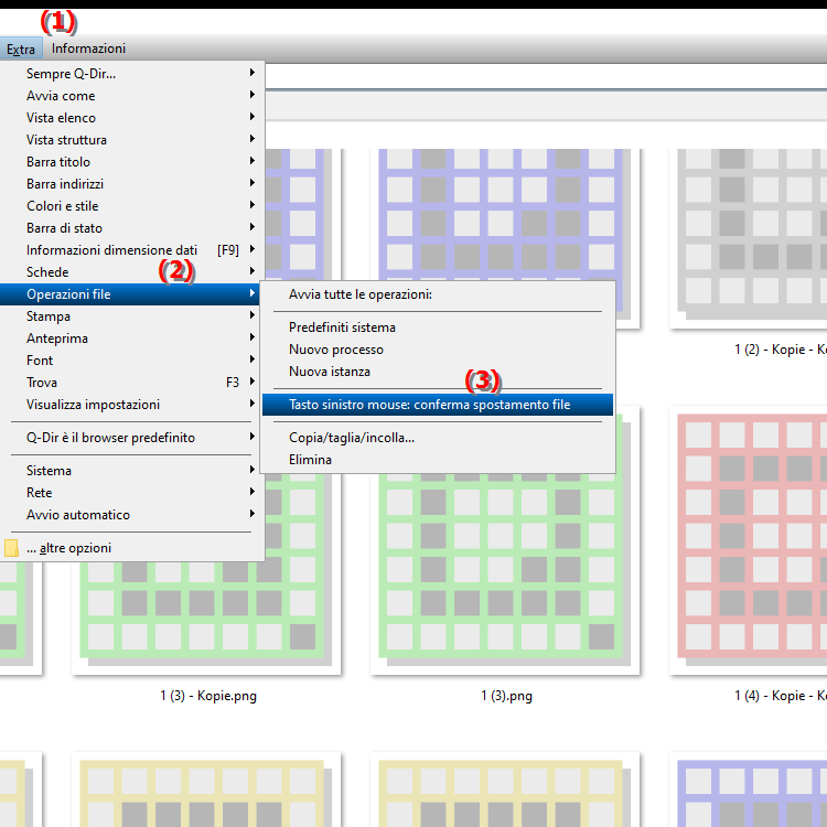 Vuoi confermare lo spostamento dei file con il pulsante sinistro del mouse